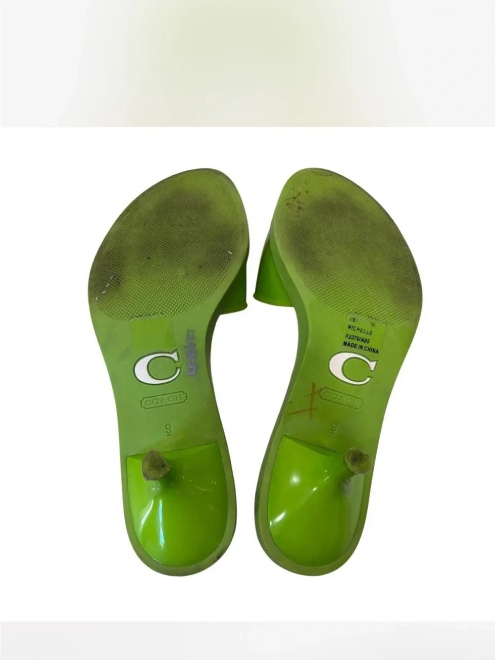 Coach Y2K Nichelle Jelly Kitten Heels Sz 9 Lime Green Rare